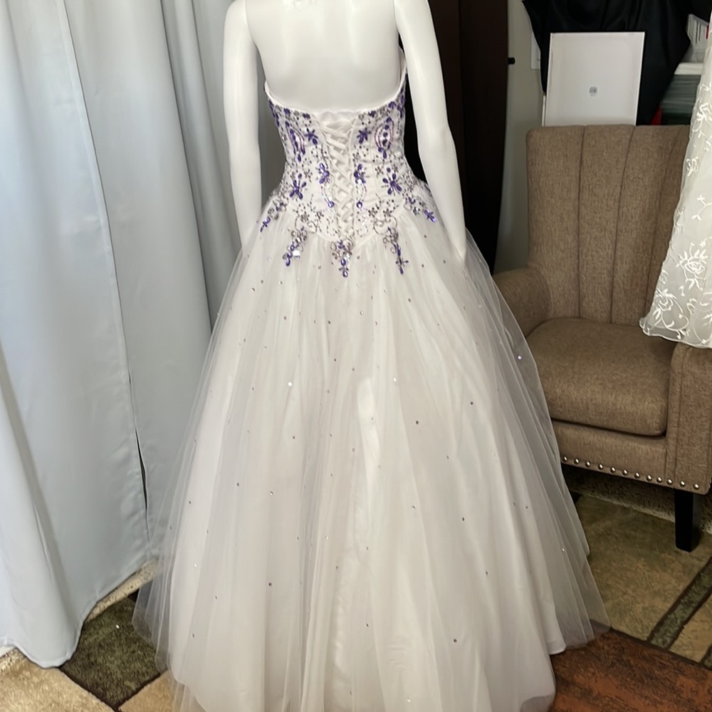 Purple /white Jeweled Ballgown - Picture 2 of 7
